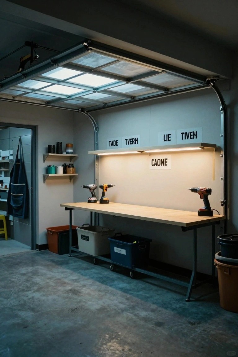 Strip Lights Over Garage Shelves