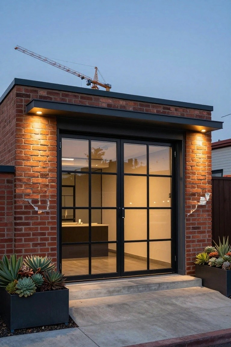 Black Framed Glass Garage Doors