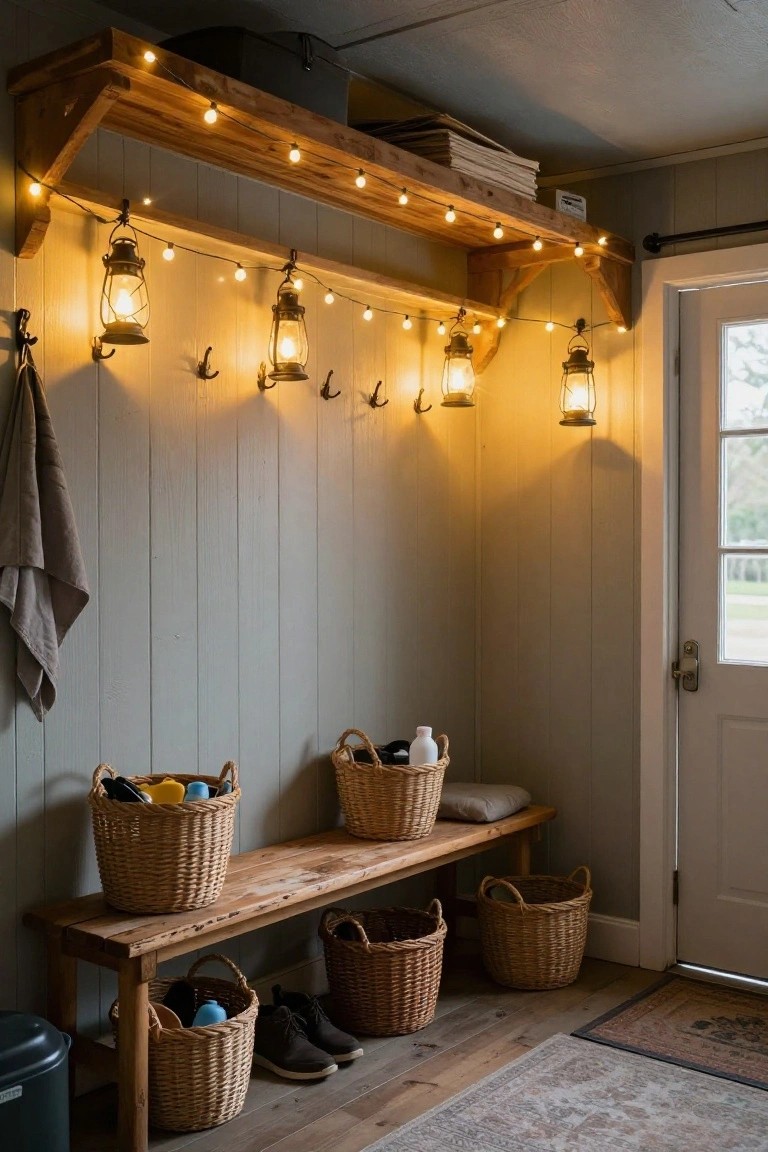 String Lights on a Wall Shelf