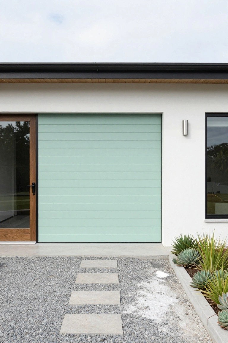 Pale Mint Garage Door