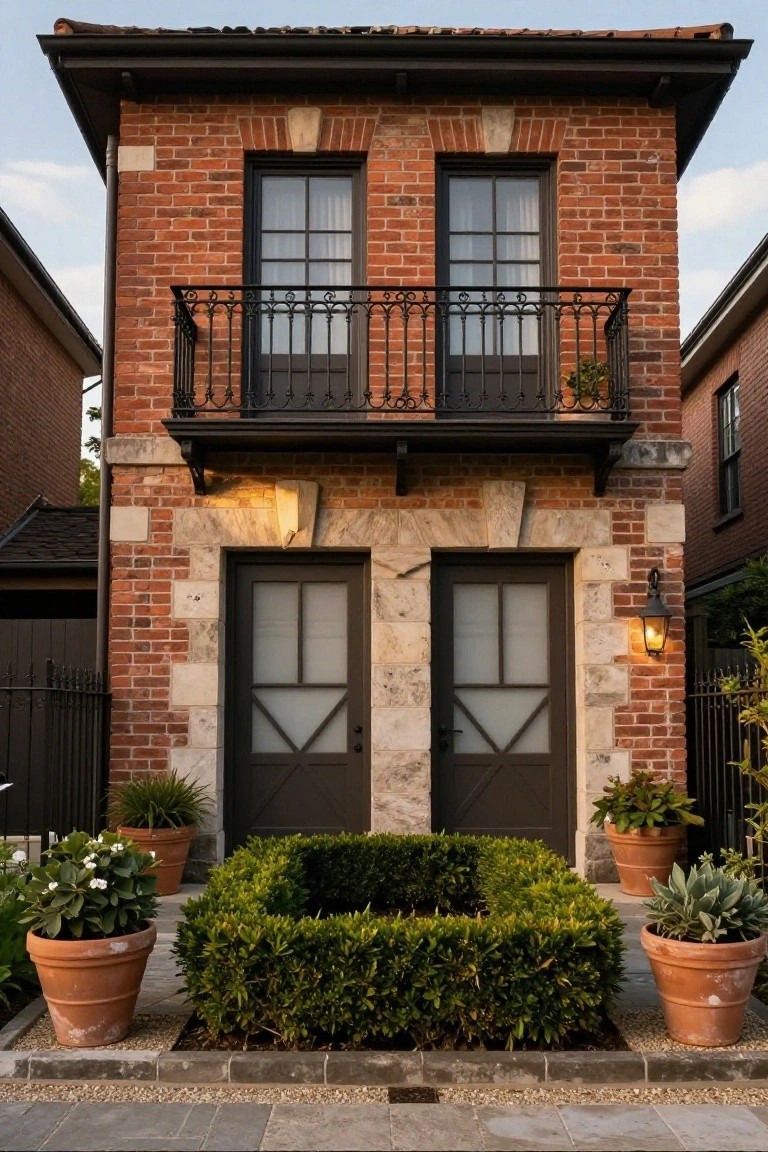 Boxwood Hedges Around the Entry