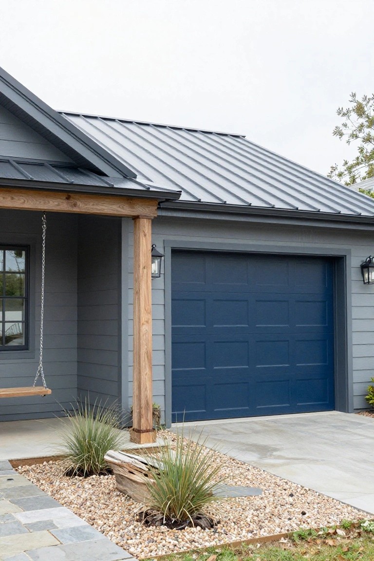 Deep Navy Garage Door