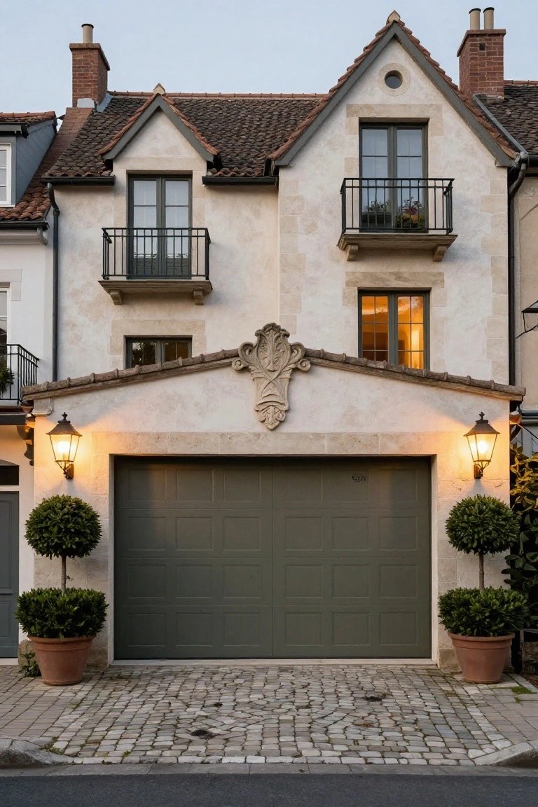 Deep Gray-Green Garage Door