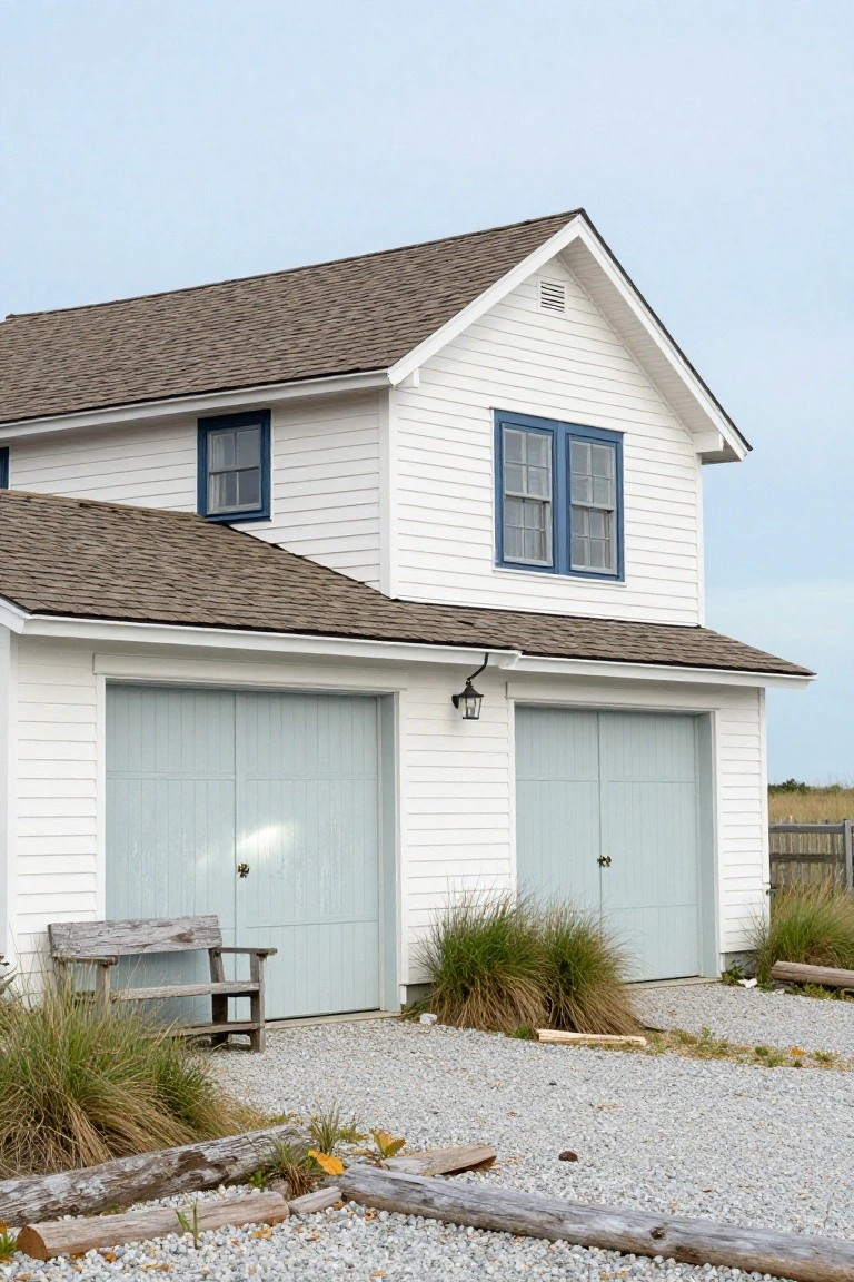 Soft Blue-Gray Garage Doors