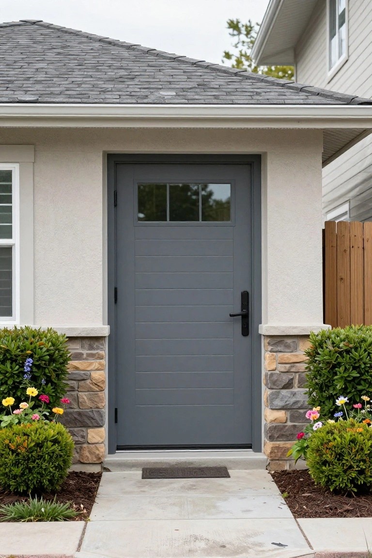 Modern Gray Steel Garage Door