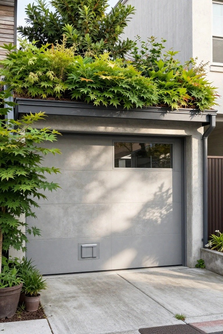 Green Planters Above the Garage