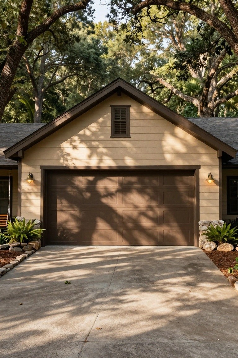 Warm Beige Garage Siding