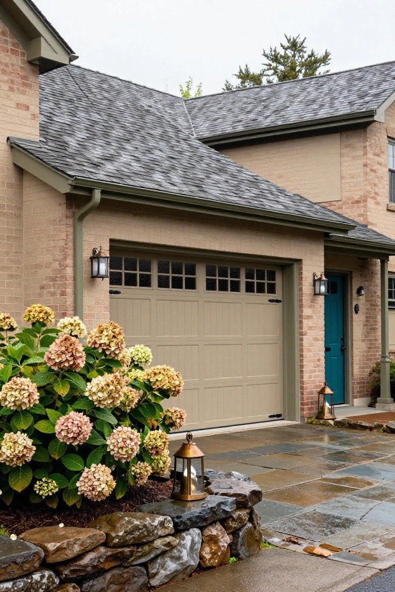 Warm Greige Garage Door