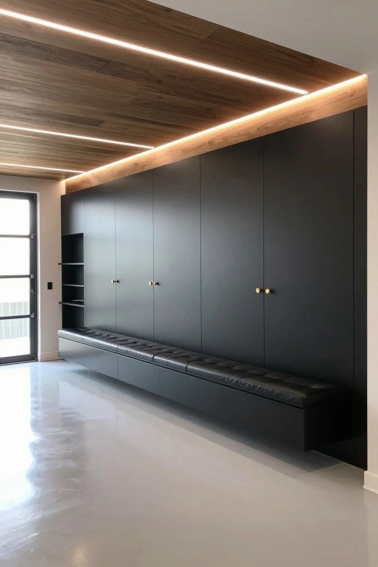 Wood Slat Ceiling with LED Strips