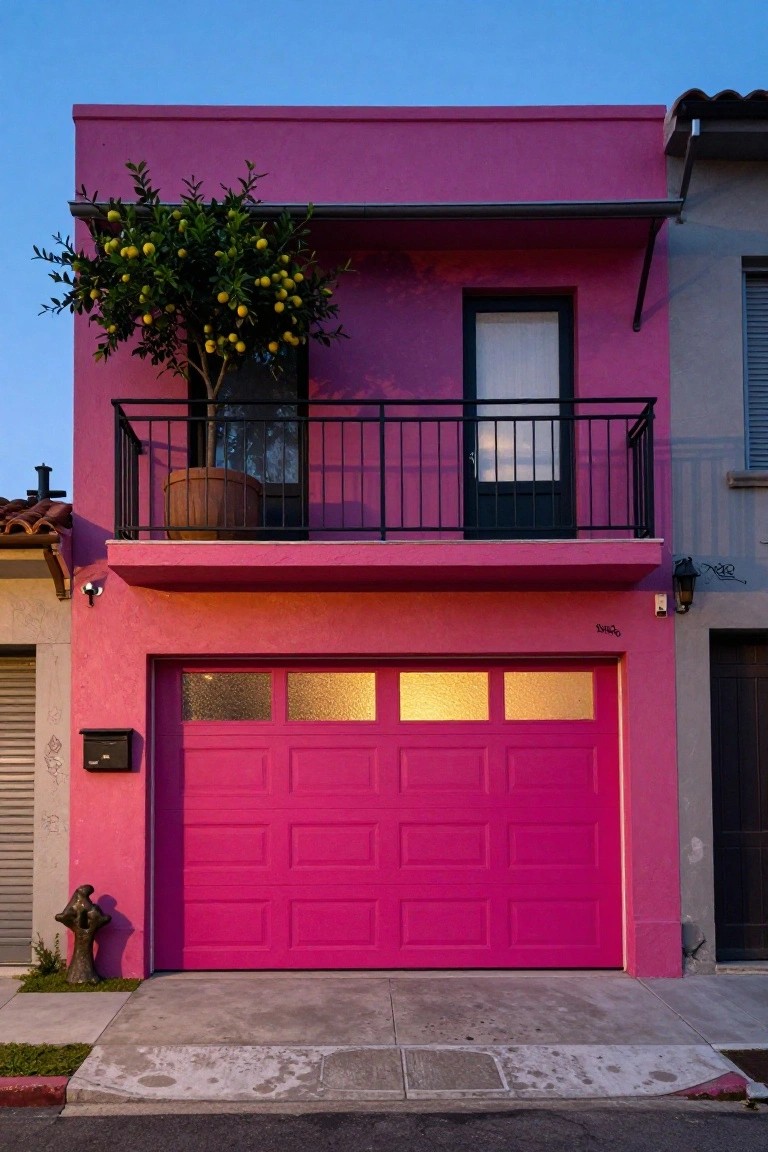 Vibrant Hot Pink Garage Door