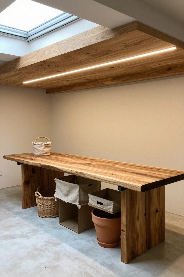 LED Strips Under Wooden Beams